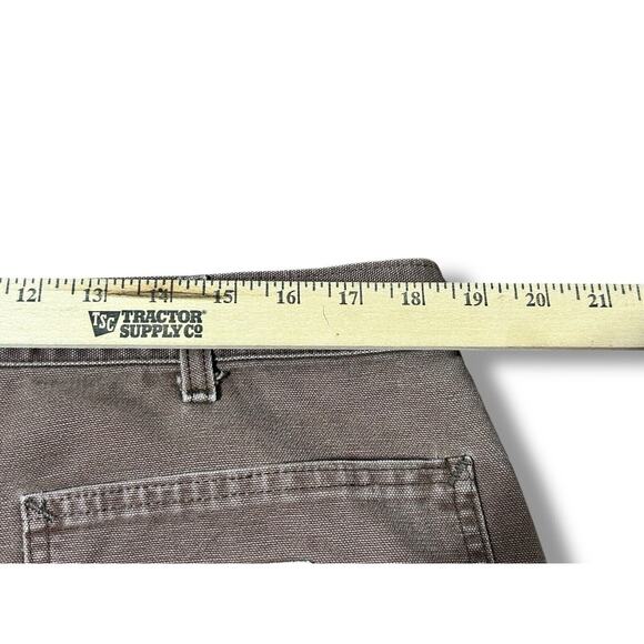 Vintage Faded Carhartt B11 CHT Canvas Pant 37x28 Brown Dungaree Wide Workwear - Picture 11 of 12